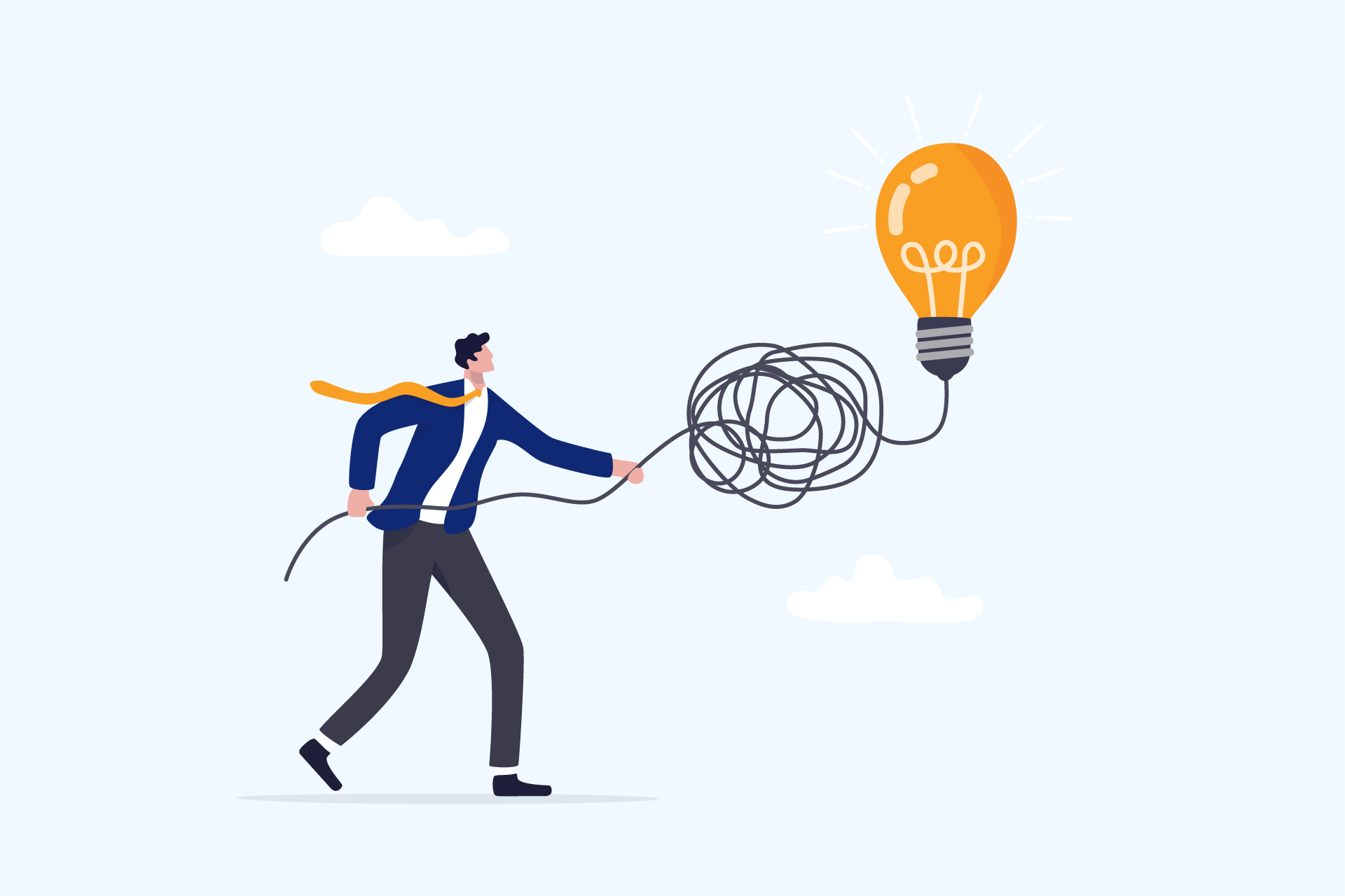 Blue-businessman-messed-up-idea-bulb